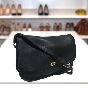 Coach Gold and Black Leather Shoulder Bag